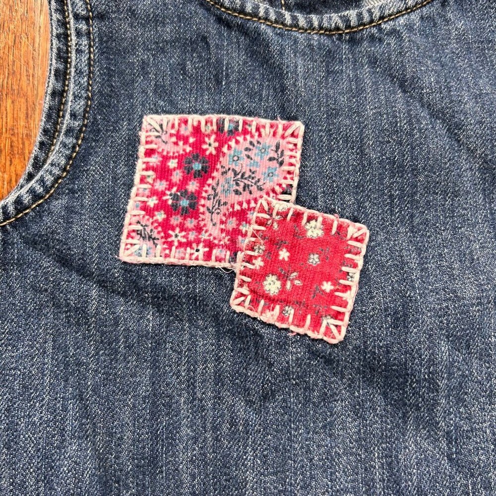 Vintage GAP Girls Dress Size 3T Patchwork Denim Jumper Jean 90s Y2K Overall - Picture 9 of 12
